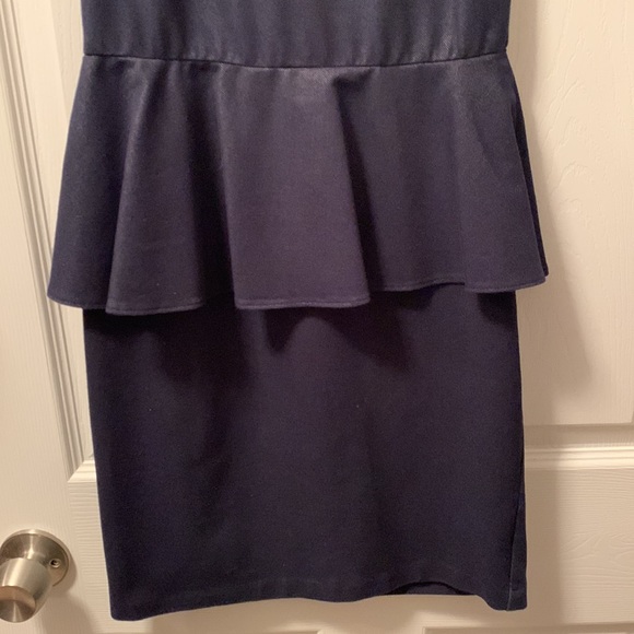 Aqua Indigo / Navy Peplum Denim Dress, M - Picture 7 of 8